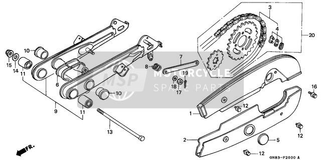 Honda C90M 1996 Swingarm/Chain Case for a 1996 Honda C90M